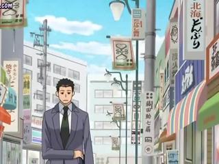 Lascivious anime teacher gives blowjob